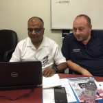 Francis Fernandes, on the left, LL2413 Communicator, learning the website ropes with LL2413 Secretary-Treasurer Stan Theofilaktides.